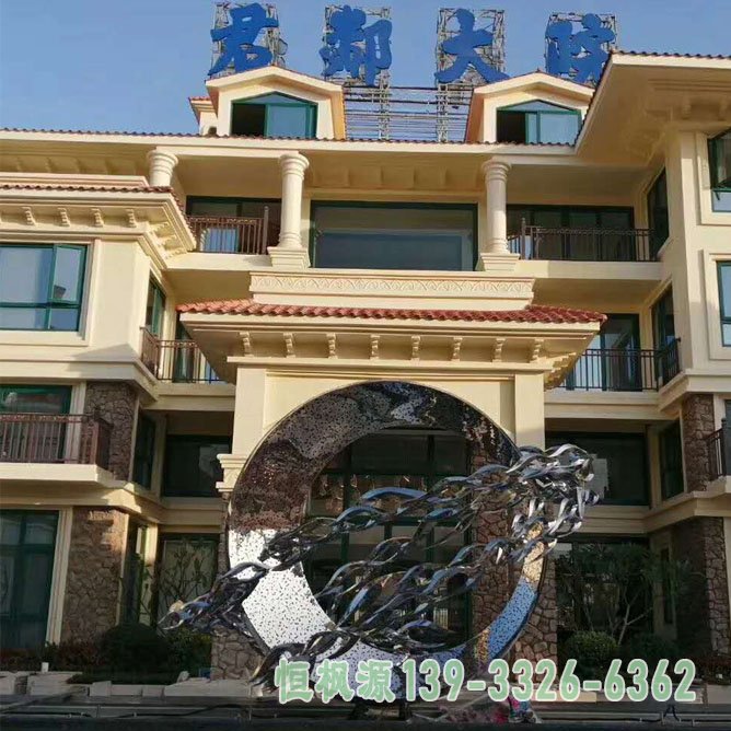 鲤鱼跃龙门不锈钢雕塑 (1)