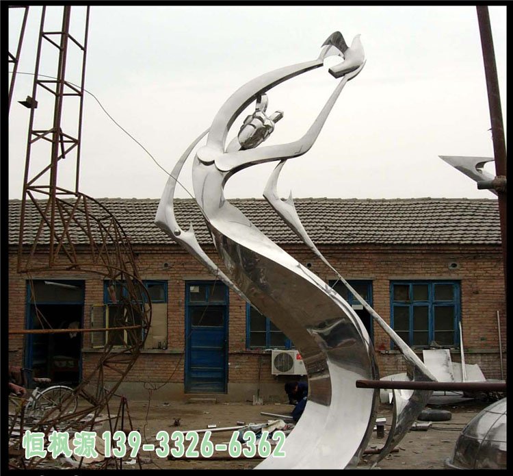 不锈钢抽象仙女雕塑，广场景观摆件