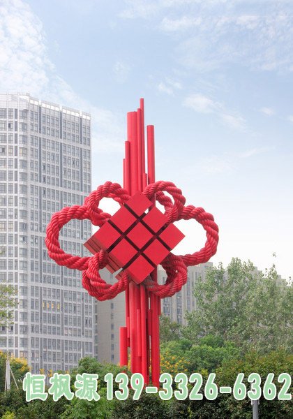 不锈钢中国结城市景观雕塑