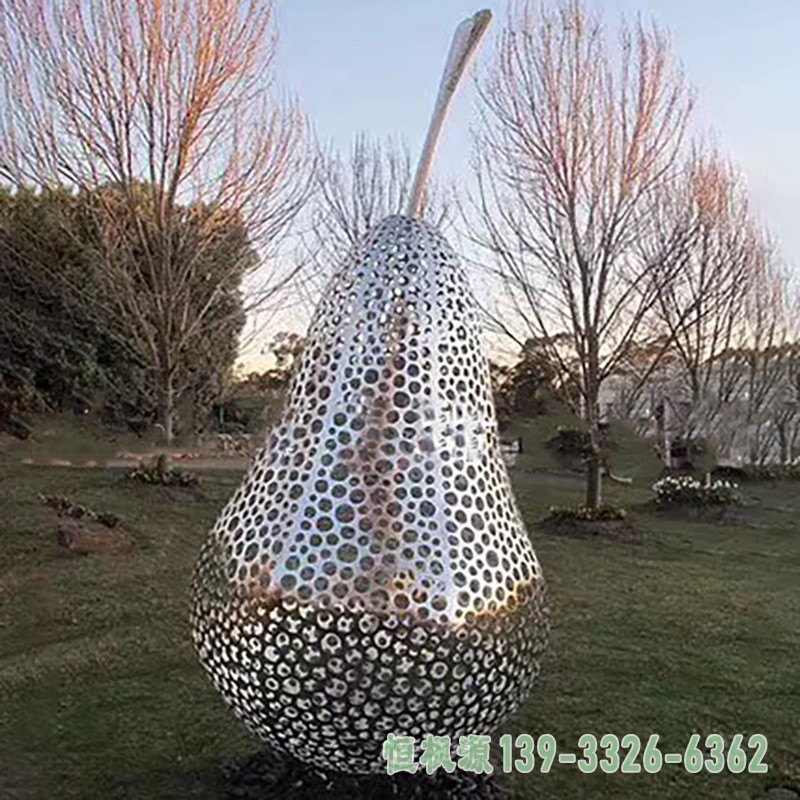 不锈钢梨雕塑 (1)