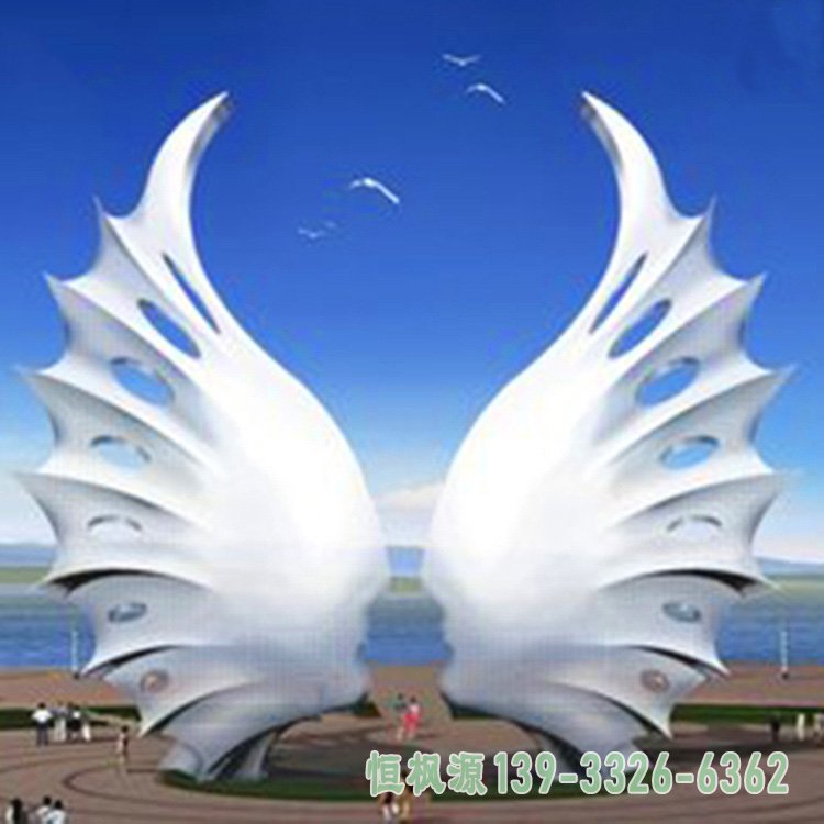 不锈钢抽象对称羽毛 广场景观雕塑