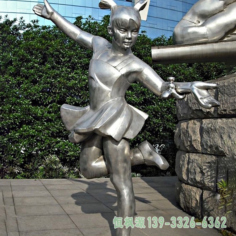 不锈钢跳舞儿童 公园人物雕塑