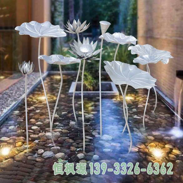 室内不锈钢荷花雕塑 (3)