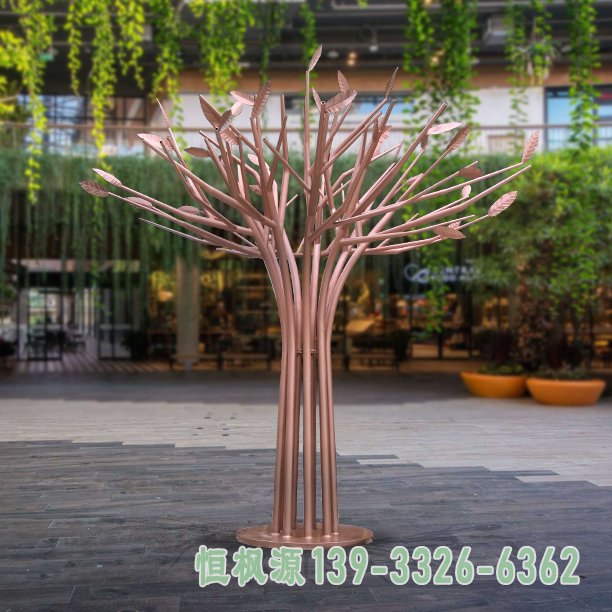不锈钢城市植物景观雕塑 (1)