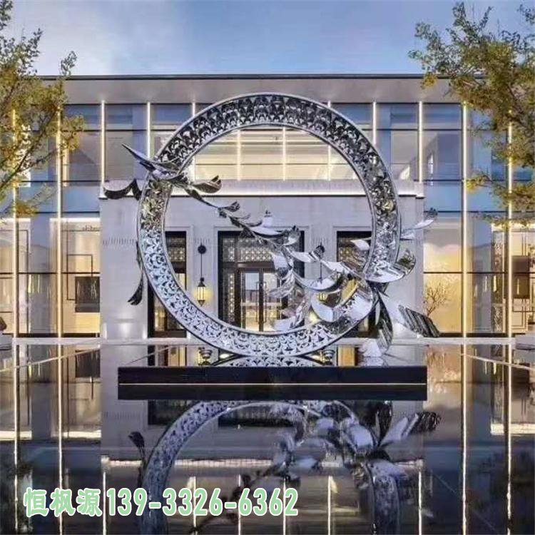 不锈钢抽象圆环大雁雕塑 (2)