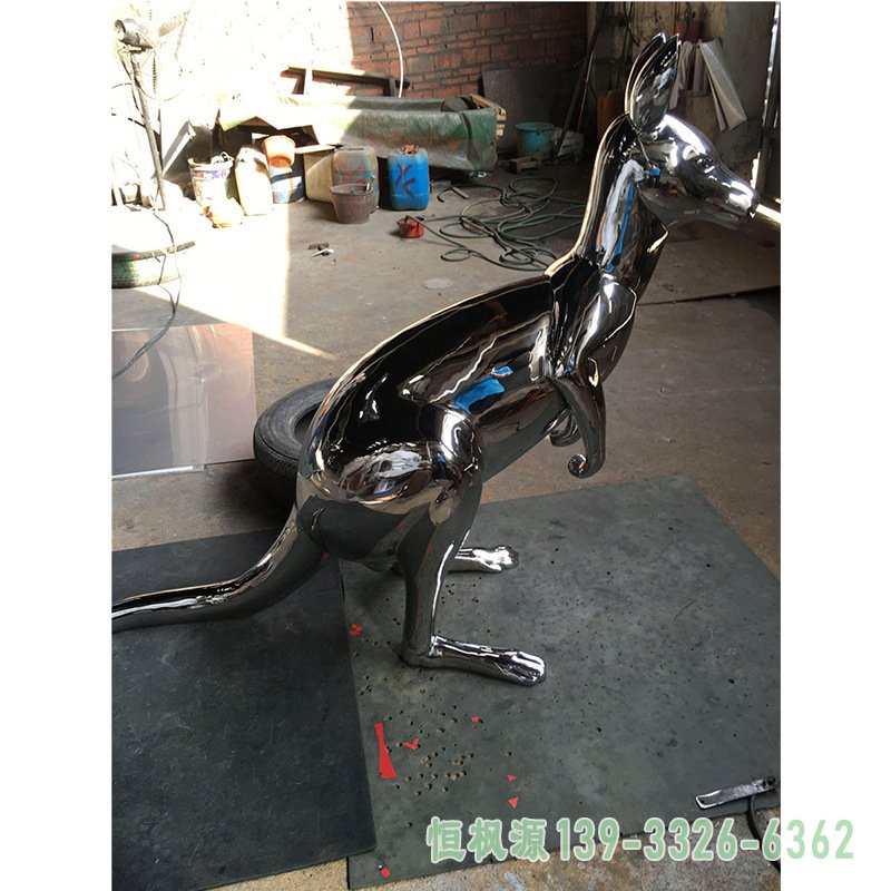 不锈钢工艺品定制 动物雕塑 广场 仿真袋鼠摆件 金属工艺41212