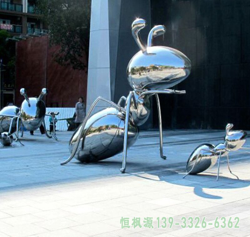 镜面不锈钢蚂蚁雕塑