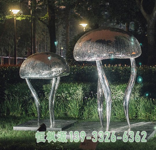 不锈钢户外绿化水母雕塑