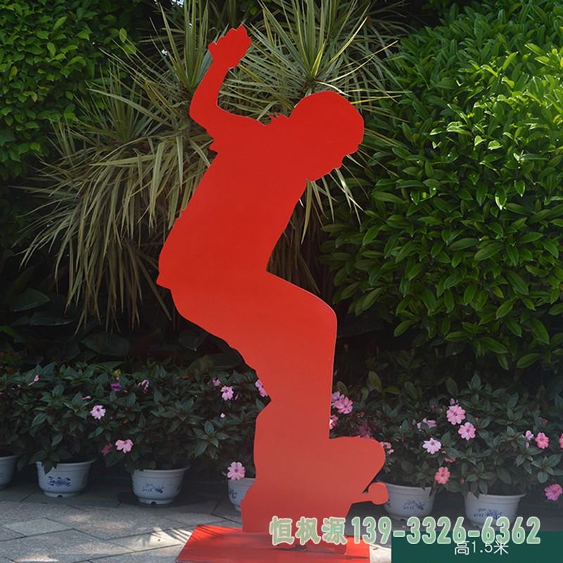 滑板男孩雕塑，不锈钢人物剪影