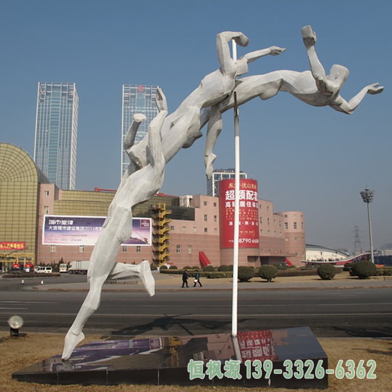 跳高雕塑，不锈钢运动雕塑