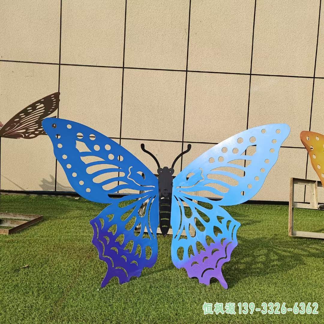 不锈钢彩绘蝴蝶雕塑 (14)