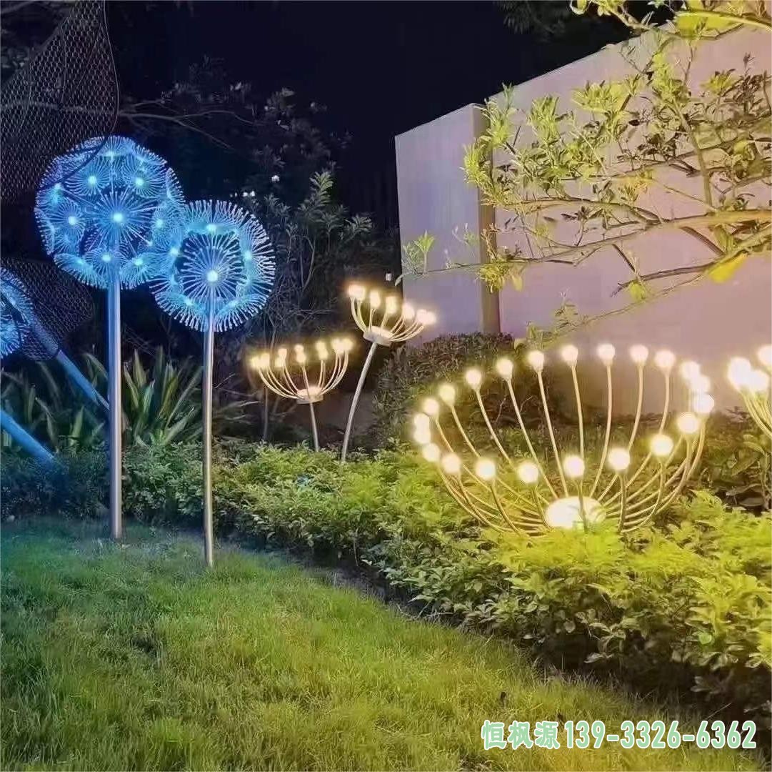 不锈钢发光蒲公英雕塑 (3)