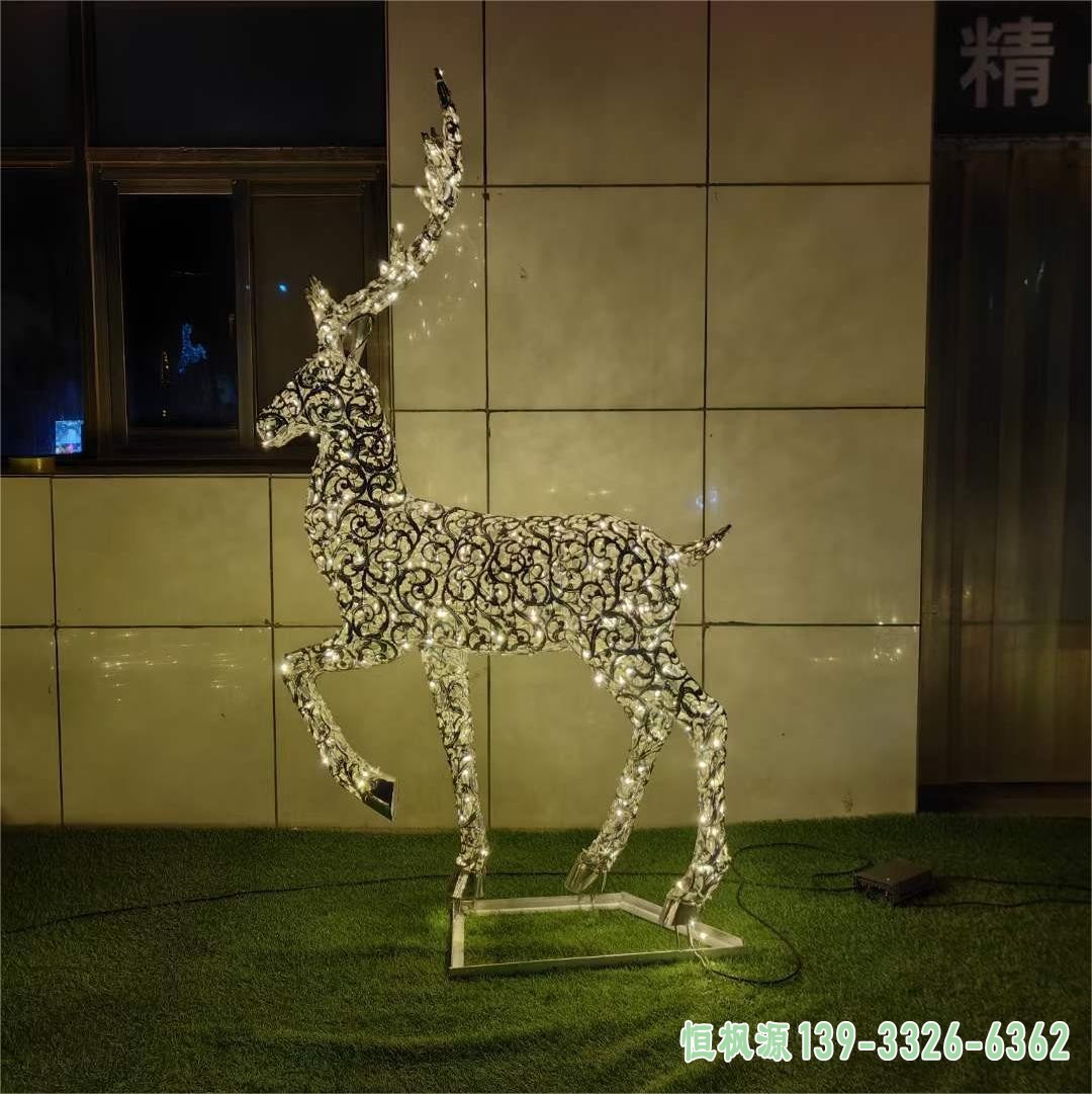 不锈钢发光镂空鹿雕塑 (5)