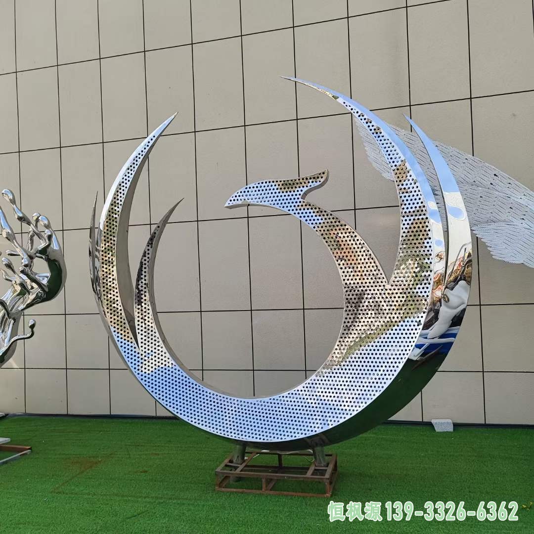 不锈钢抽象凤凰雕塑 (2)