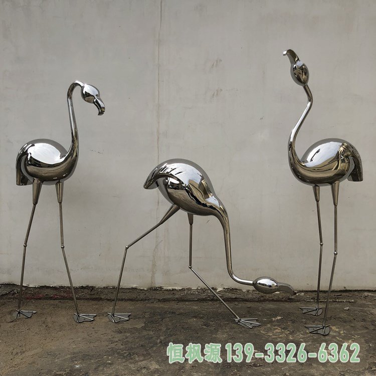不锈钢锻造火烈鸟雕塑 (5)