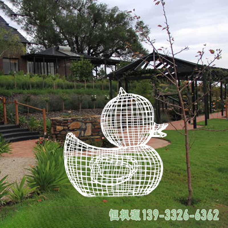 镂空不锈钢鸭子雕塑 (2)