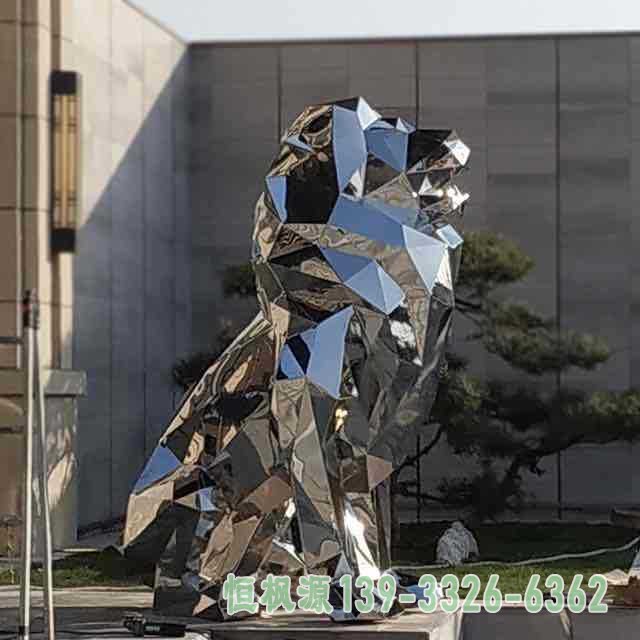 几何狮子不锈钢城市雕塑