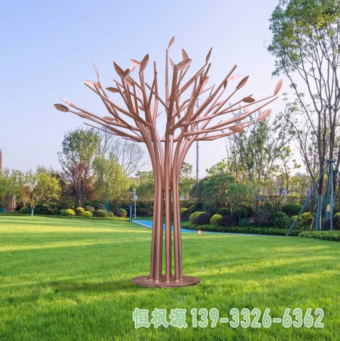 不锈钢城市植物景观雕塑 (2)