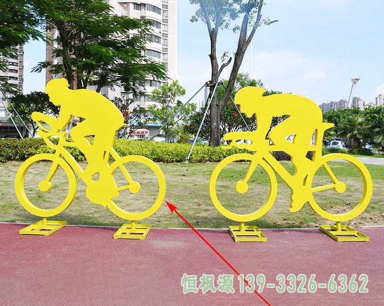 自行车不锈钢人物雕塑