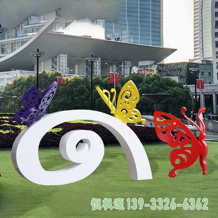 园林不锈钢蝴蝶雕塑 (4)