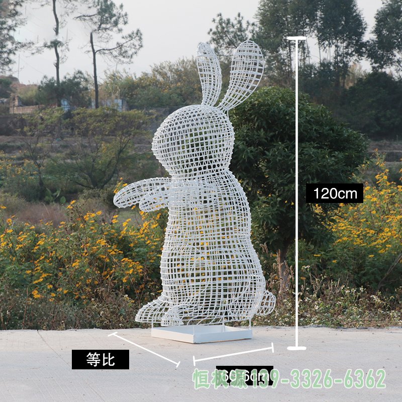 镂空兔子不锈钢动物雕塑