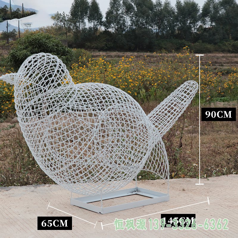 不锈钢镂空小鸟雕塑 (3)