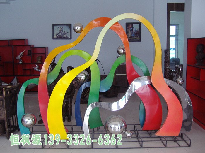 不锈钢抽象假山和水滴,公园景观雕塑