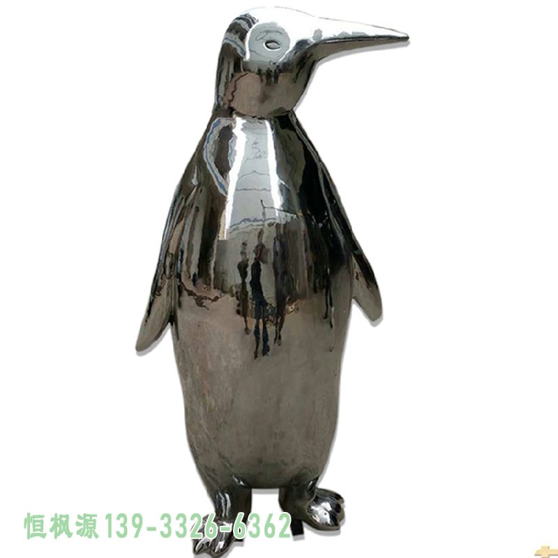 镜面企鹅不锈钢公园雕塑