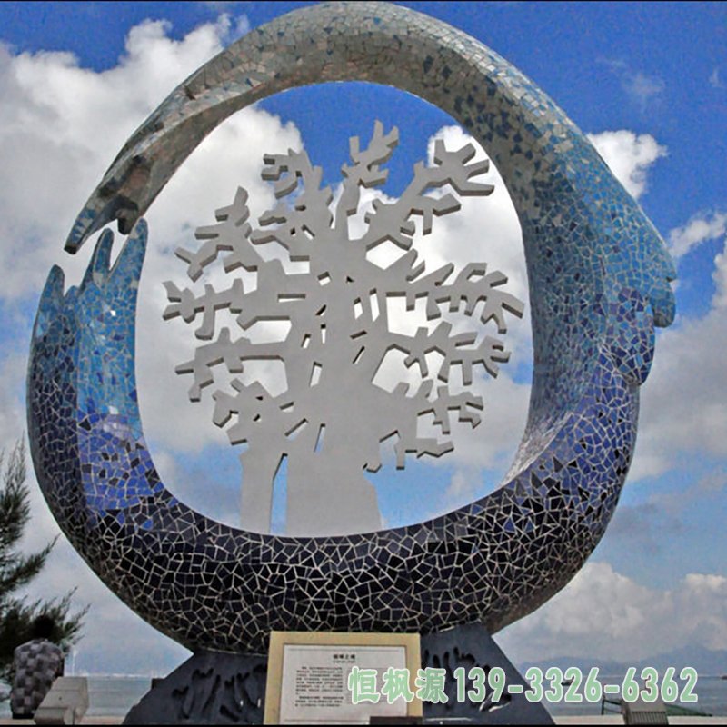 树叶小区景观不锈钢雕塑