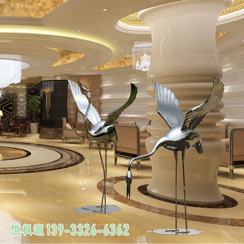 仙鹤展翅不锈钢雕塑