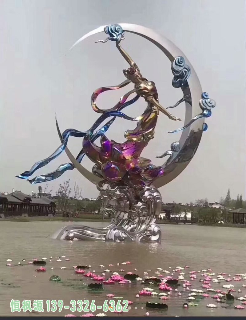 不锈钢仙女雕塑,公园景观摆件