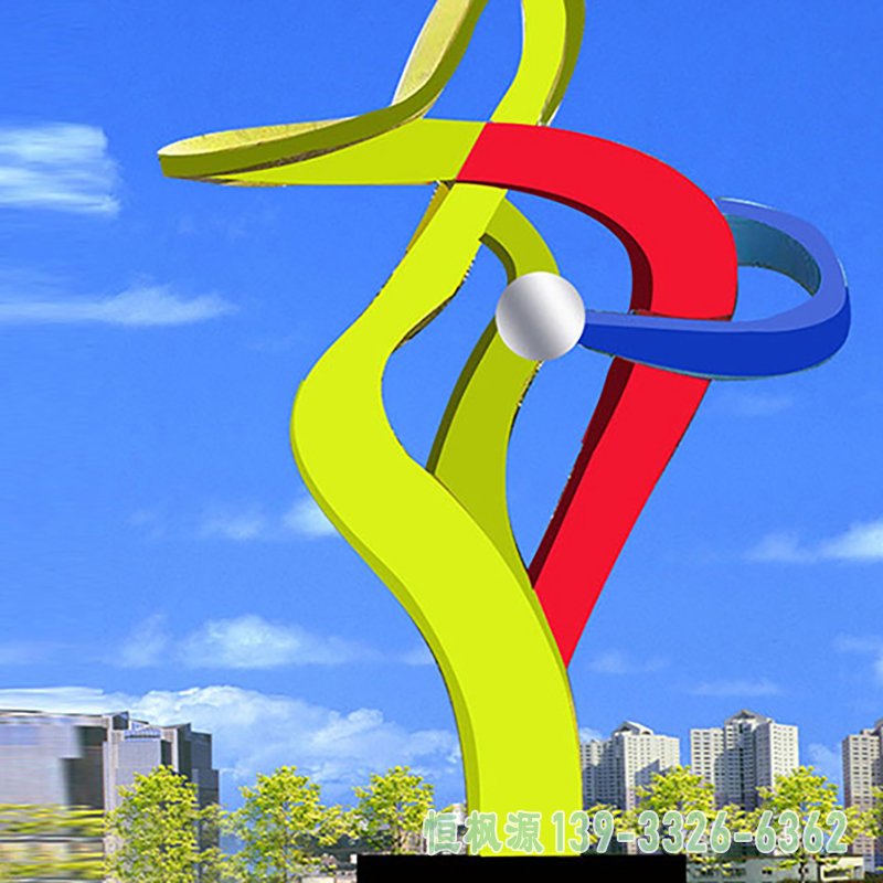 不锈钢彩色飘带 广场景观雕塑