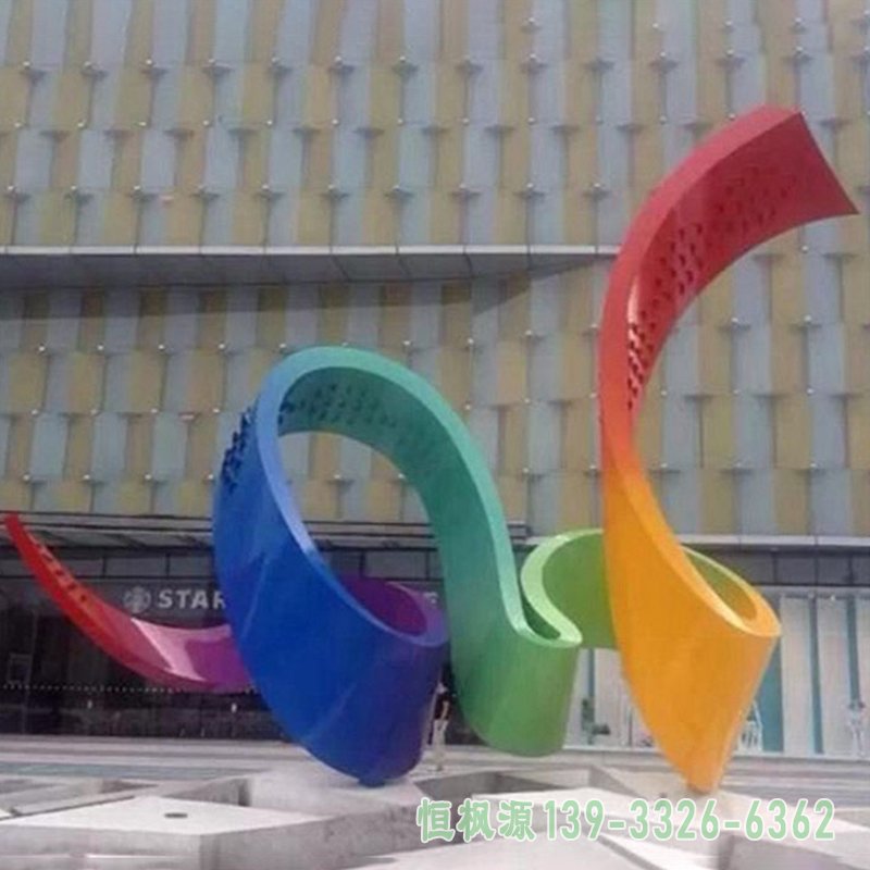 彩色飘带不锈钢企业雕塑