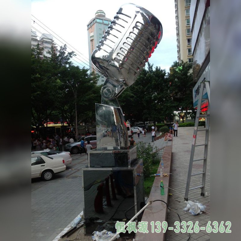 不锈钢麦克风,话筒不锈钢雕塑