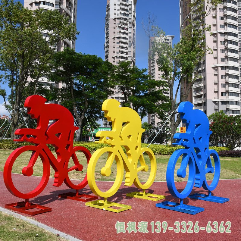 广场自行车竞技不锈钢雕塑