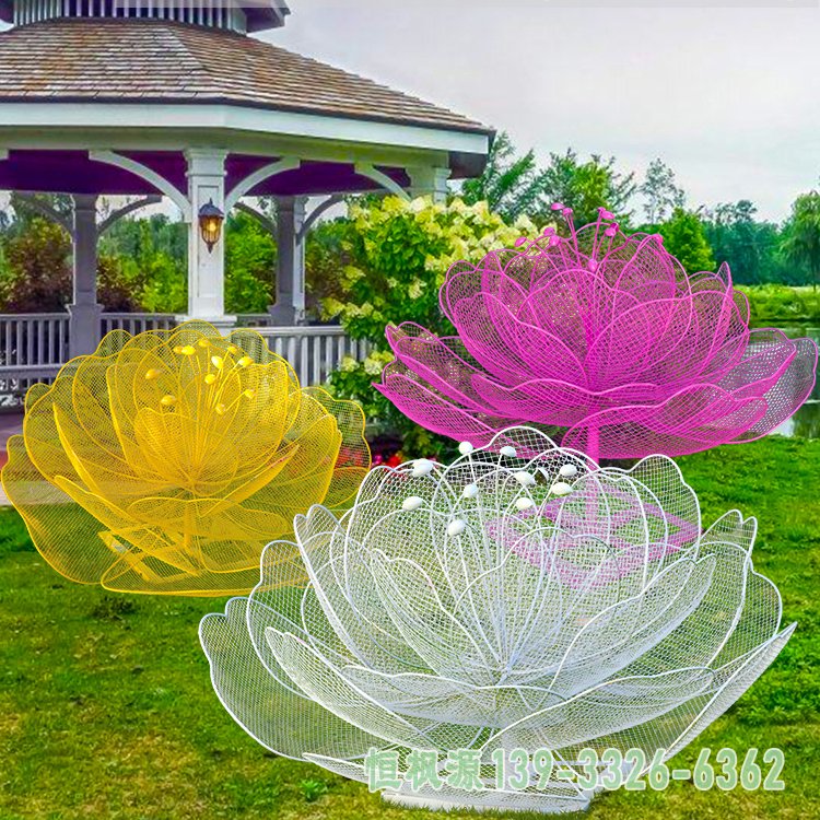 镂空花朵不锈钢花园雕塑