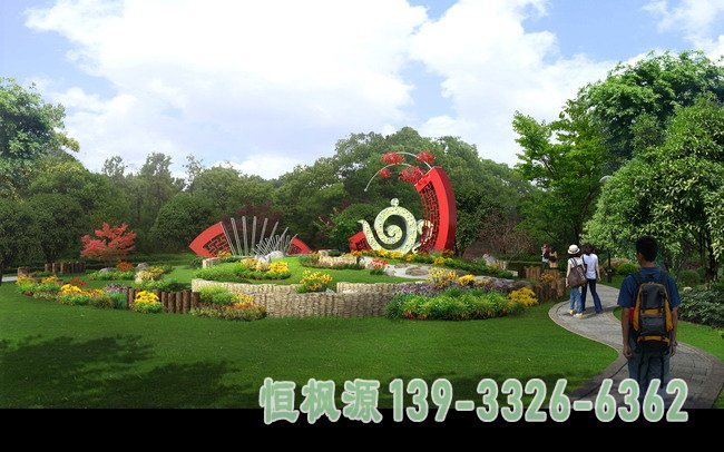 不锈钢抽象茶壶扇子雕塑,公园景观雕塑