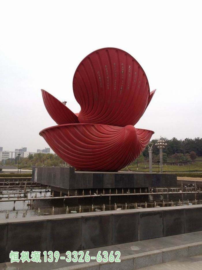 不锈钢贝壳喷泉雕塑,广场景观雕塑