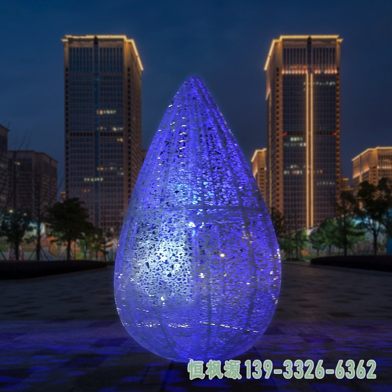 小区水滴灯不锈钢雕塑