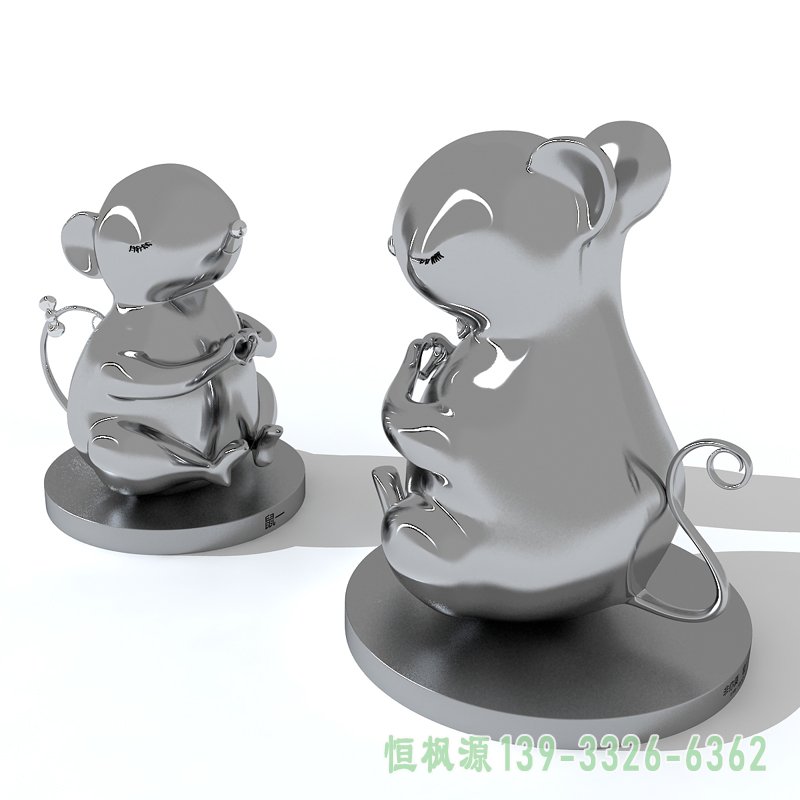 镜面老鼠不锈钢公园雕塑