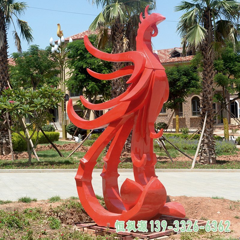 不锈钢彩色凤凰 广场景观雕塑 (2)