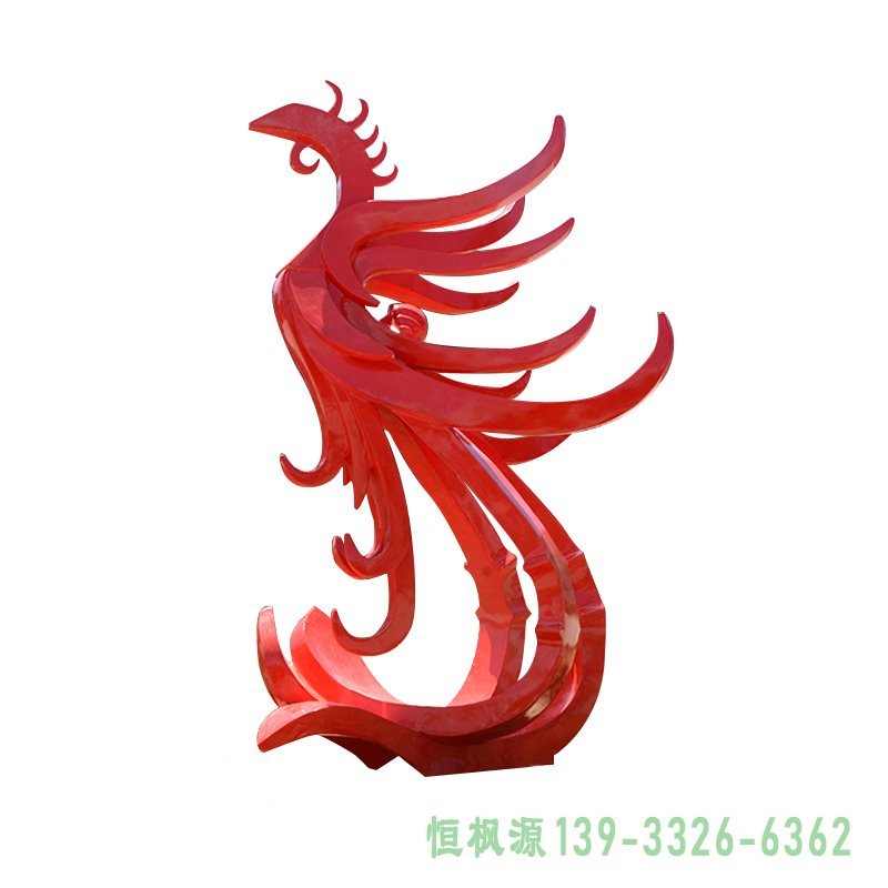 不锈钢抽象凤凰 广场景观雕塑 (2)