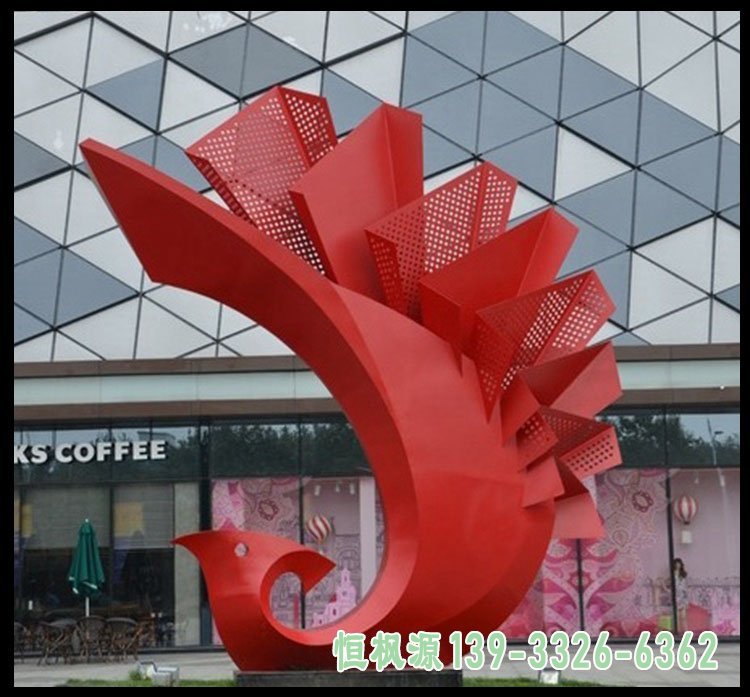 不锈钢孔雀织网 商场景观雕塑