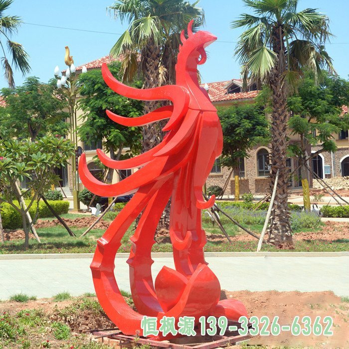 不锈钢凤凰雕塑 小区景观雕塑