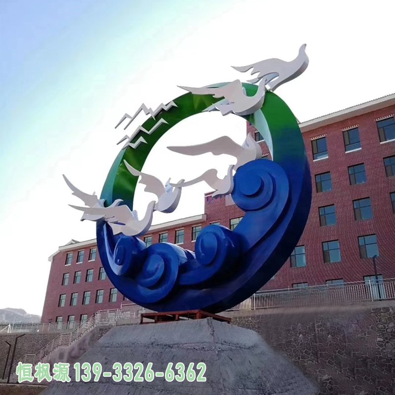 不锈钢飞鸟圆环雕塑