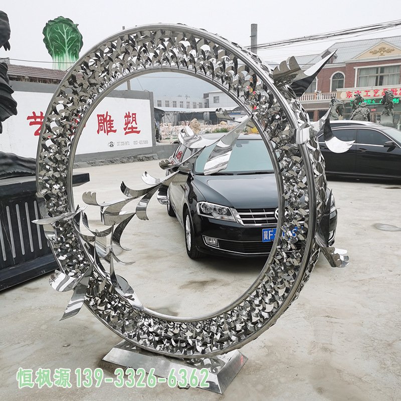 圆领景观不锈钢圆环雕塑定制摆件不锈钢雕塑厂家供应支持定制4322