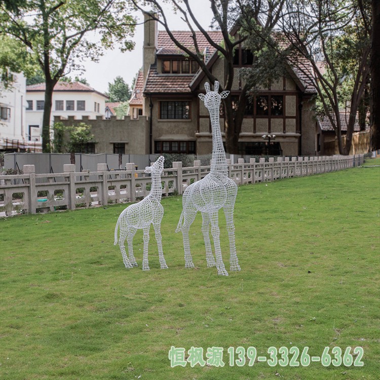 镂空长颈鹿雕塑 (5)