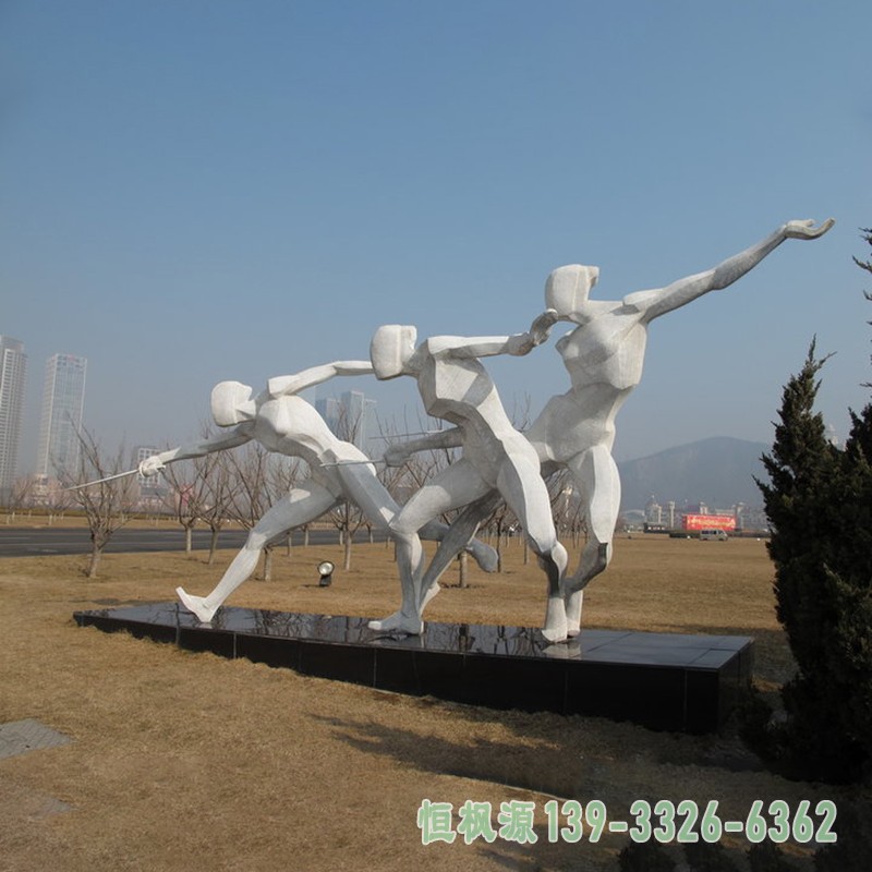 击剑雕塑,不锈钢运动雕塑