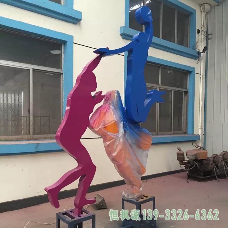 不锈钢打篮球雕塑,广场不锈钢运动雕塑 (3)