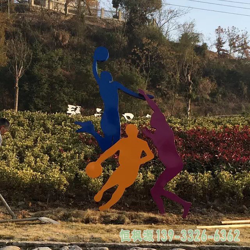 不锈钢打篮球雕塑,广场不锈钢运动雕塑 (4)